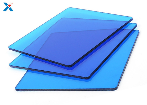แผ่นหลังคาโพลีคาร์บอเนต Perspex สีฟ้าใสทนต่อแรงกระแทก